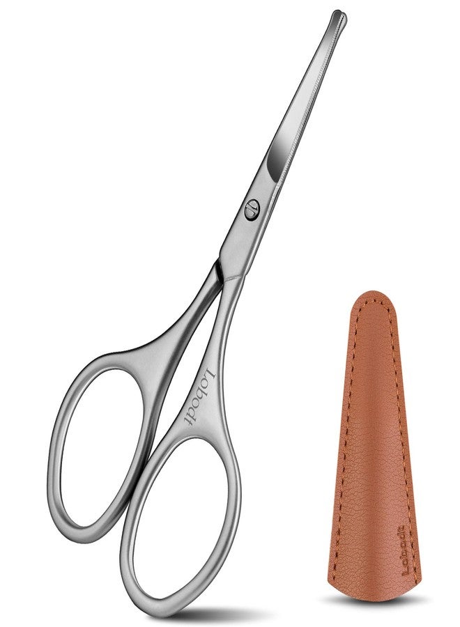 Lobodt 4.1inch round-headed stainless steel small scissors, suitable for trimming facial hair, nose hair, eyebrows, eyelashes, beards, personal care and salon beauty salons (matte silver) - Image 1